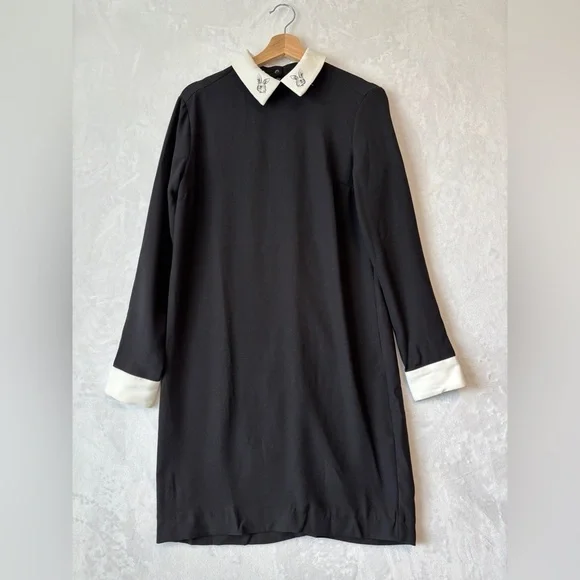 Victoria Beckham Target women black white Bunny Collared long sleeve Dress small - Picture 2 of 11